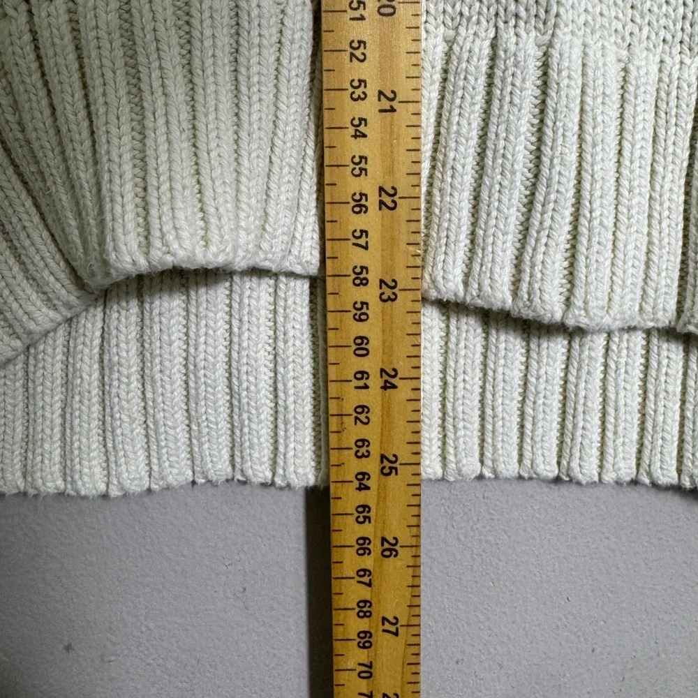 J.Crew Women's 1988 Rollneck Cotton Sweater Size S Cream Fisherman Quiet Luxury